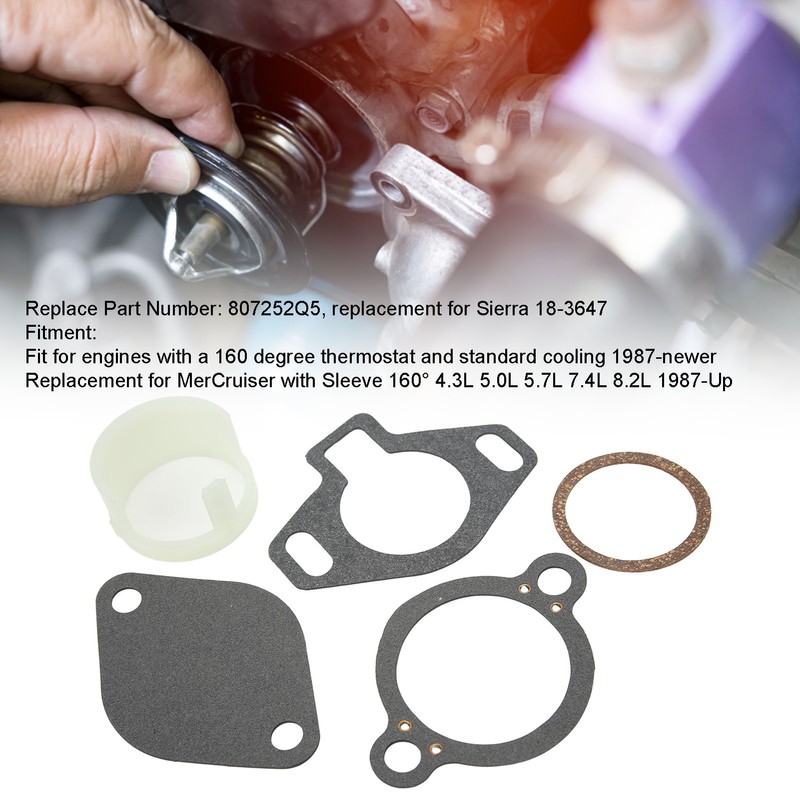 Thermostat Kit 807252Q5 Replacement for MerCruiser with Sleeve 160° 4.3L