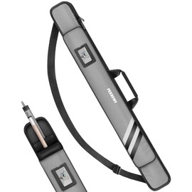 PEKREWS Pool Cue Case, Soft Pool Stick Case 1x1 Holds 1 Butt and 1 Shaft with Queue Zipper Pocket, Sturdy Polyester Billiard Cue Bag with Shoulder Strap Handle, Billiard Stick Bag for Men and Women