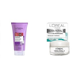 LOréal Paris Gel Limpiador Facial Revitalift Ácido Hialurónico, 150 ml  Crema Hidratante, Piel Mixta Hidra Total5, 50 ml                              