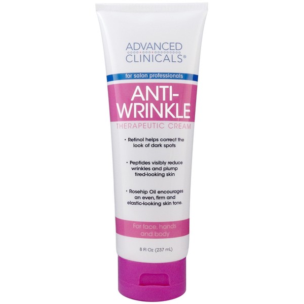Advanced Clinicals Anti-wrinkle Therapeutic Cream with Retinol, Rosehip Oil. For