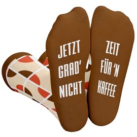 Silly Soles Premium Funny Socks Unisex - Funny Gifts for Men and Boys - Birthday Gift Funny - Football Fan Item Football Germany - Play - Reading - Leisure, One Size 37-43, Time for coffee