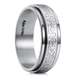 King Will 8mm Stainless Steel Silver Spinner Rings Celtic Knot Fidget Ring Stress Relieving Anxiety Ring for Men Boys 7