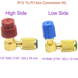 R12 to R134A AC Fitting Adapter Kit, R12 to R134a Conversion Kit, Quick Coupler Valve A/C Fitting, R12 R22 to R134A High/Low Fitting Port 1/4In SAE Conversion Adapter, Pack of 2