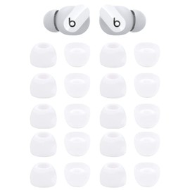 Zotech 20 Pcs White Replacement Earbud Tips for Beats Powerbeats3 and Beats Studio Buds Wireless Stereo Headphones (Medium)