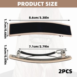 2pcs French Barrette Hair Clip Rectangular Design Elegant Hair Barrettes for Women Hair Barrettes for Women Slides Automatic Hair Clips for Girls In 2 Colors for Thick Hair