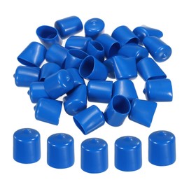 sourcing map 30pcs Rubber End Caps Cover 22mm Vinyl Screw Thread Protector Round PVC Vacuum Caps for Screw Bolt Pipe, Blue