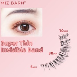 Miz Barn Daily Lashes 4 Pairs Natural Look False Eyelashes, Natural Soft Lightweight Comfortable Short Lashes Strip Cross Clear Band Handmade False Eyelashes(GT09)
