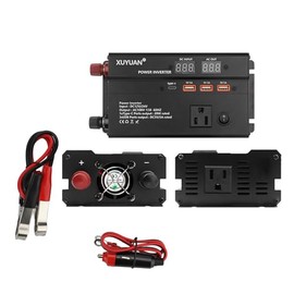 600W Car Power Inverter, 12V/24V Car Plug Adapter Outlet Converter with 1 Type C Port, 3 USB Ports, Dual AC Outlets for Cars Trucks US Plug (Black)