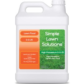 Simple Lawn Solutions - High Potassium Lawn Food Liquid Fertilizer 0-0-25 - Concentrated Spray - Turf Grass Vigor and Plant Hardiness - Summer and Fall - Any Grass Type (2.5 Gallon)