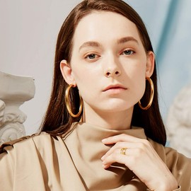 FindChic Women's Hoop Earrings Huggie Hoop Stud Earrings Model Earrings 30 mm 40 mm 50 mm 55 mm 60 mm 80 mm with Free Jewellery Box for Mother's Day Birthday, Stainless Steel