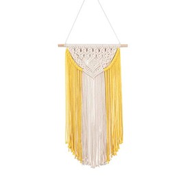RLoncomix Macrame Wall Hanging Art Woven Wall Decor Cotton Bohemian Chic Macrame Tapestry for Bedroom Livingroom Apartment Dorm Nursery Gallery Decoration, Yellow, 14" Wx24 L