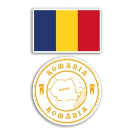 2 x 10cm Wide Vinyl Stickers Romania - Romanian Map Holiday Adventure Travel Country Scrapbooking Gift #78664