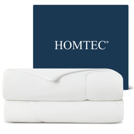 HOMTEC Cooling Comforter King Size, Summer Cooling Blanket for Hot Sleepers and Night Sweats, Q-Max>0.4 Cool Tech Duvet, Lightweight & Breathable (106''x90'', White)