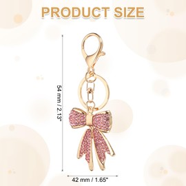 PATIKIL Bow Keychain for Women, Bag Purse Charm Rhinestone Bow Accessories for Key Handbag Backpack Car Ring, Pink