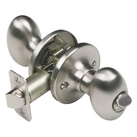 Design House 750497 Egg 2-Way Latch Privacy Door Knob, Adjustable Backset, Satin Nickel