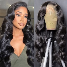 Fereowth 13x4 Lace Front Wigs Human Hair Body Wave Wig,22 Inch Pre Plucked 180% Density Body Wave Transparent Lace Front Wigs,100% Brazilian Human Hair Glueless Wigs for Women Natural HairLine
