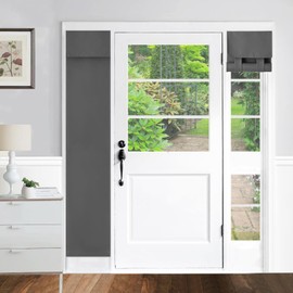YSYY 100% Blackout French Door Curtains, Wrinkle Free, Room Darkening, Blocks Light and Heat Through Glass. Drill-Free， Easy Installed Door Window Curtains. (Dark Grey,1 Panel, 12"x 70")