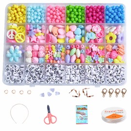 Kids Jewelry Bracelet Making Beads Kit Polished Puzzle Educational DIY Crafts Toys for Girls Letter Beads
