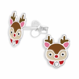Monkimau Girls' deer stud earrings made of 925 sterling silver
