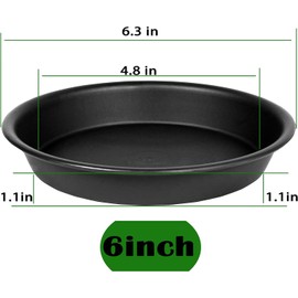 Ukipos Paquete de 6 Platillos para Plantas, Platos de Maceta, Bandejas de Plástico para Macetas Resistente de 6 Pulgadas (15.25cm) para Interiores y Exteriores.