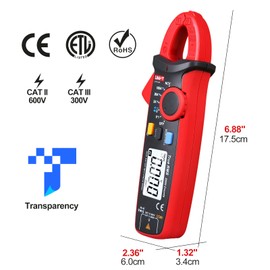 UNI-T UT210e Digital Clamp Meter AC DC Amp Meter Clamp Multimeter True RMS 2000 Counts Voltmeter Continuity Tester Capacitor HVAC Tool Multi Tester