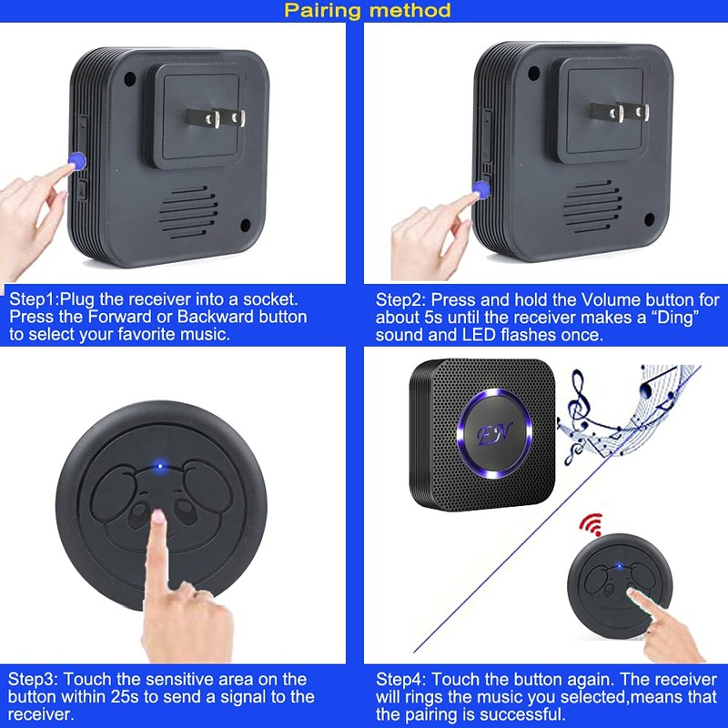 Evernary Dog Doorbell Touch Buttons 1PCS Waterproof Dog Bell Doggy