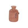Fashy Hot Water Bottle with Fleece Cover and Embroidery Brown