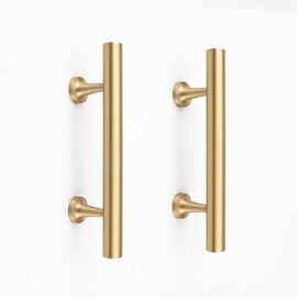 RZDEAL 3 Inch Kitchen Cabinet Handles Solid Brass Cabinet Pulls Round Bar Handles Brushed Gold Dresser Drawer Pulls Hardware 4 Pack