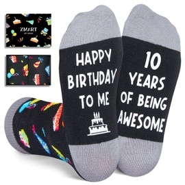 Zmart 10th Birthday Socks for Tween - Boys Birthday Message Crew Socks Gift Box Set for Kids