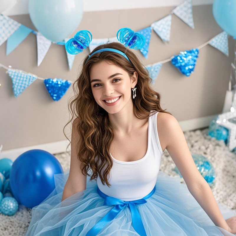 2 Pcs Ponytail Headband Blue Feathers Hair Wig Headwear Accessory