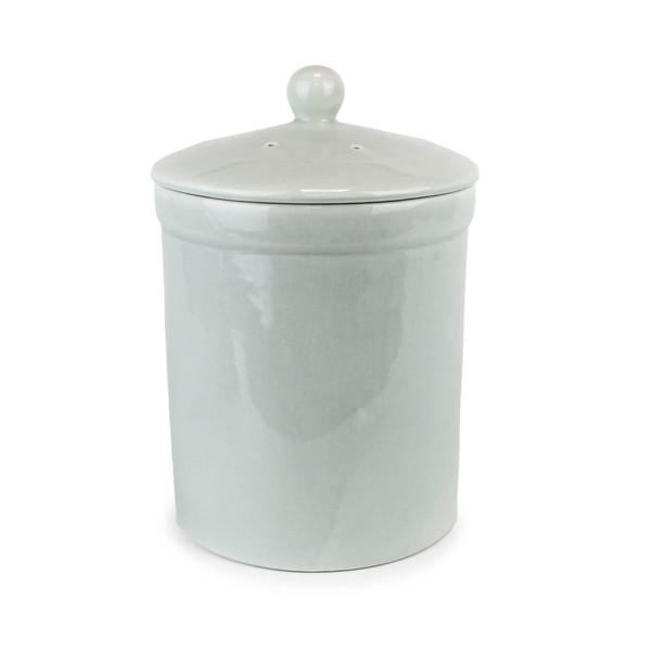 Emerald Grey Ceramic Compost Caddy - Portland Kitchen Ceramic Compost Bin for Food Waste Recycling