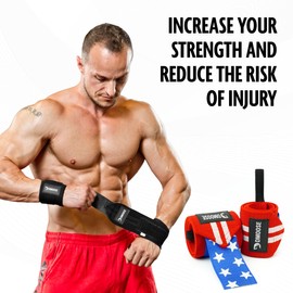 DMoose workout wrist wraps for men 12 and 18 Inches Thumb Loops with Wrist Support for Workouts Powerlifting Wrist Straps for Weight Lifting Men and Women American