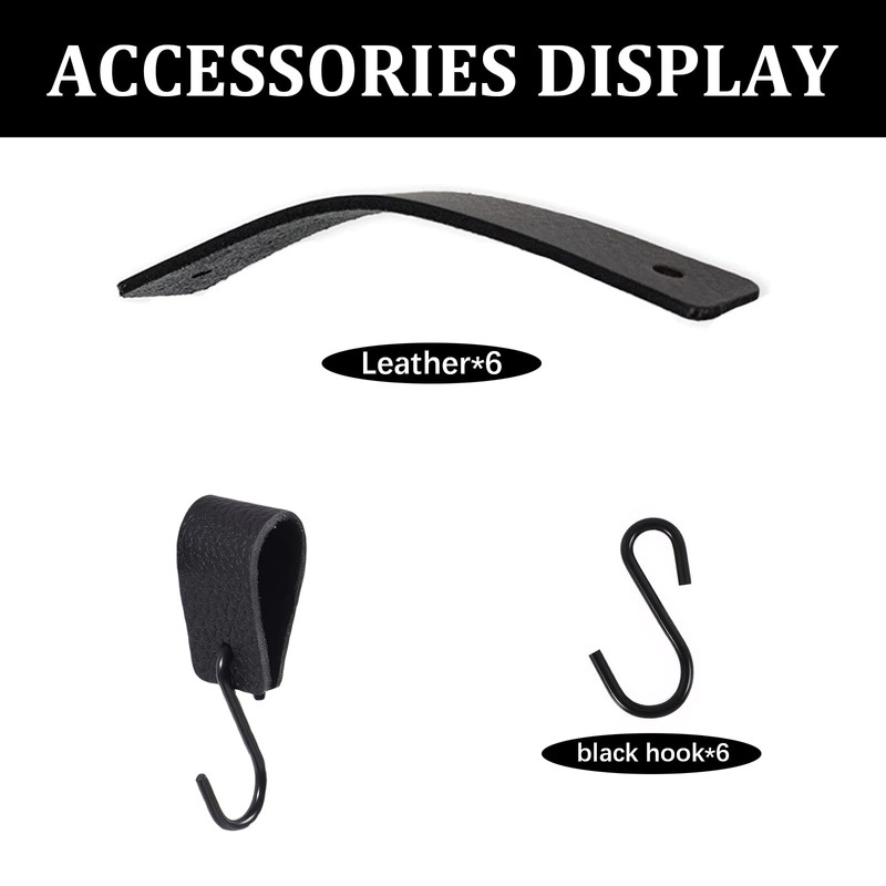 SNONESIY Pack of 6 S Hooks, Small, S Hooks, Black,