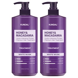 쿤달 허니 앤드 마카다미아 헤어 트리트먼트 화이트머스크향, 1.058L, 2개 Kundal Honey and Macadamia Hair Treatment White Musk Scent, 1.058L, 2 pieces
