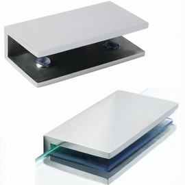 Alise Glass Shelf Brackets 2Pcs, Adjustable Shower Glass Clamps, Heavy Duty Clamp Holder, SUS304 Stainless Steel Brackets for 8-12mm Wood/Glass Shelves and Wall-to-Glass Connection, Polished Chrome