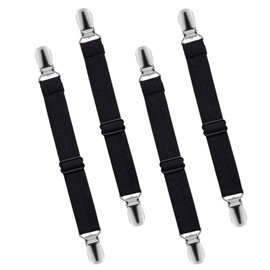 Sheet Clips, Set of 4, Futon Cover, Non Slip Fastening Band, Adjustable, Anti Slip Sheets (Black, 4)