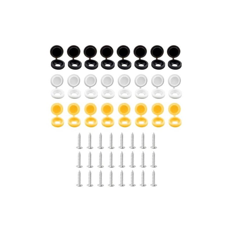 Number Plate Screws | 48pcs | 8x Black Caps |