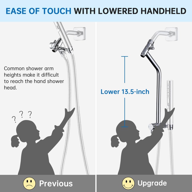 G-Promise All Metal Rain Shower Head with Massage Mode Handheld