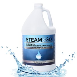 Steam and Go Unscented Demineralized Water - Cleaning Solution for Steam Mop, Floor Cleaner Solution, & More - Ready-to-Use Multi-Surface Floor Cleaning Solution - No PVC - 128 Fl. Oz