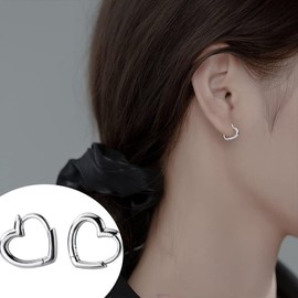 BSLVWG Small Hoop Earrings for Women Teen Girls S925 Sterling Silver 14K Heart Cartilage Tragus Cute Minimalist Dainty Hoop Earrings Jewelry Gift Best Friend, Sterling Silver