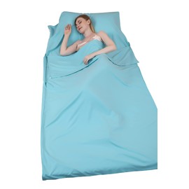 JITTY Sleeping Bag Liner 210x115cm,Portable Lightweight Sleeping Bags,Travel Sheet With Pillow Slot for Hotel Hostels Business Camping Backpacking Hiking Mountain Climbing Home Train(sky blue)