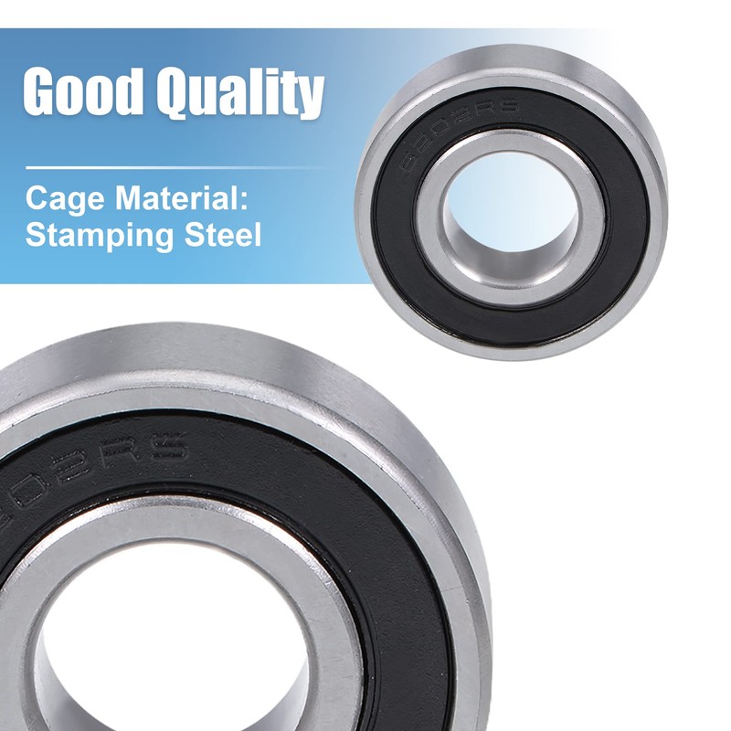 sourcing map 2 Pcs 6202-2RS Deep Groove Ball Bearing 15x35x11mm
