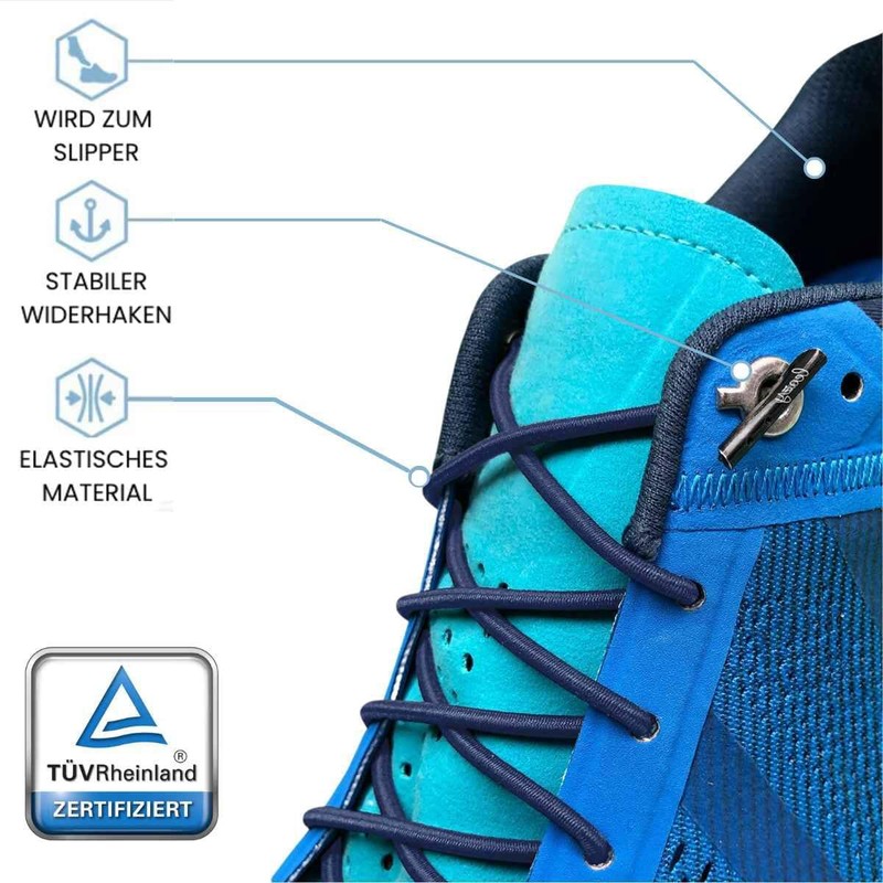 Leazy Round Elastic Laces For Hooking On, Rubber Shoelaces Without