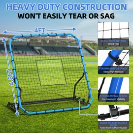Shopsource Baseball Rebounder Net, 4x4.5FT Volleyball Pitchback Rebound with 3 Adjustable Angles, Baseball & Softball Bounce Back Net for Ground, Line Drive, Fly Ball Return Settings Fielding Trainer