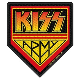 Kiss Kiss Army Unisex Patch Black/Yellow/Red 100% Polyester Band Merch, Bands, red, 10x9