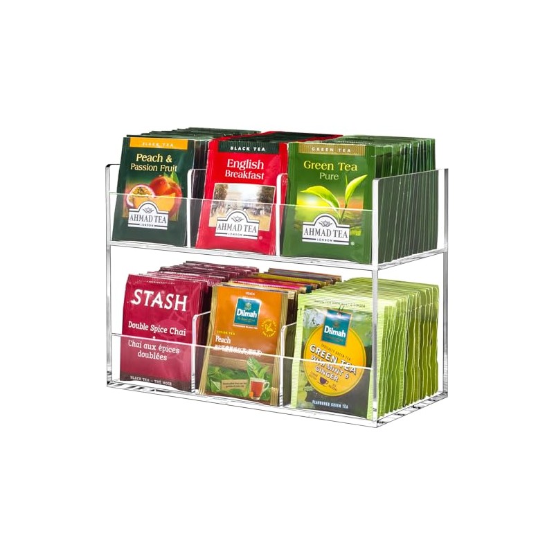 BEYGORM Acrylic Tea Bag Organizer for Tea Packets, No Assembly