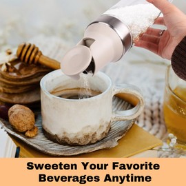 Loscarol Sugar Dispenser with Pour Spout, 17 oz Glass Sugar Shaker Jar Creamer Dispenser Weighted Pourer for Coffee Bar, Tea & Baking, Sugar Container for Home Kitchen, White