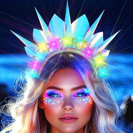 GRAEEN Light Up Happy Birthday Headband Colorful Pearls Headpiece Birthday Party Hair Accessory for Women