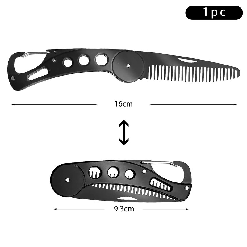 Beard Comb Steel, Folding Beard for Men Grooming & Combing
