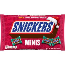 Snickers Holiday Minis - Peanuts Caramel Nougat Milk Chocolate, 10.48 oz Bag